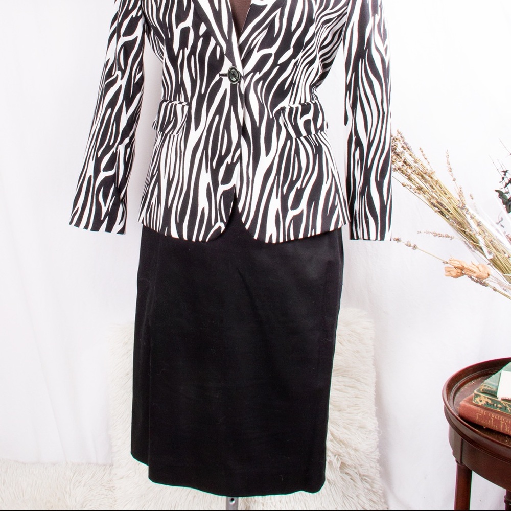 Tahari Asl Studio Zebra Print Blazer & Skirt Suit Set View 4